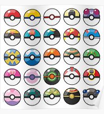 Pokemon Pokeball White Poster