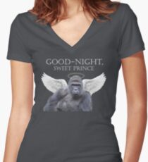 Good-Night, Sweet Harambe Women's Fitted V-Neck T-Shirt