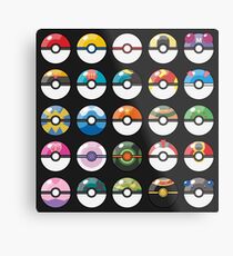 Pokemon Pokeball Black Metal Print