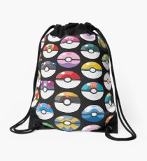 Pokemon Pokeball Black Drawstring Bag