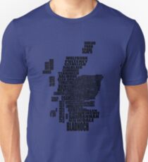 Distillery Map of Scotland Black Unisex T-Shirt
