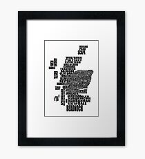 Distillery Map of Scotland Black Framed Print