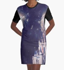 Magic Kingdom Castle With Fireworks Graphic T-Shirt Dress