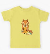 Mom and Baby Fox together Kids Tee
