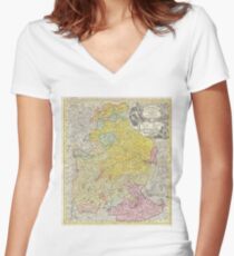 Vintage Map of Bavaria Germany (1728) Women's Fitted V-Neck T-Shirt