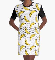 Polka Dot Banana Print Graphic T-Shirt Dress