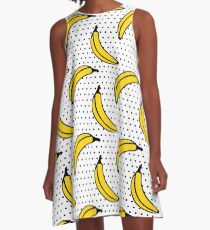 Polka Dot Banana Print A-Line Dress