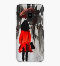 Girl In The Red Raincoat Urban Cityscape Contemporary Acrylic Painting Case/Skin for Samsung Galaxy