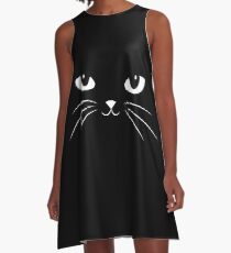 Cute Black Cat A-Linien Kleid