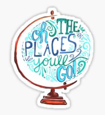 Oh die Orte, an die Sie gehen - Vintage Typography Globe Sticker