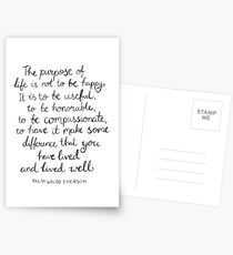 Inspirational Quote - Purpose of Life, Emerson Postcards