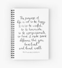 Inspirational Quote - Purpose of Life, Emerson Spiral Notebook