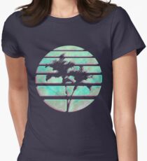 Vaporwave Palm Trees in the Sun - Blue Women's Fitted T-Shirt