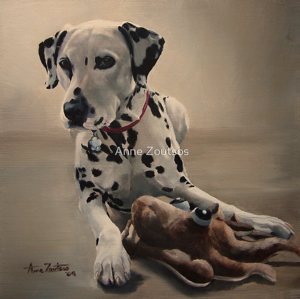 Hey!! Dalmatian and toy by Anne Zoutsos