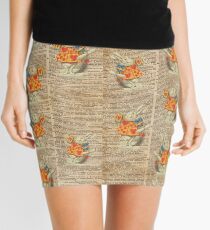 White Rabbit with Trumpet,Alice in Wonderland,Vintage Dictionary Book Page Art Mini Skirt