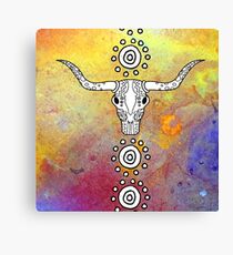 Sugar Skull Color Splash Series Don't Mess with the Bull Canvas Print