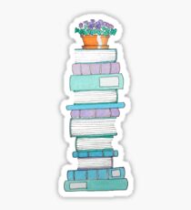 Book Stack with Violets Sticker