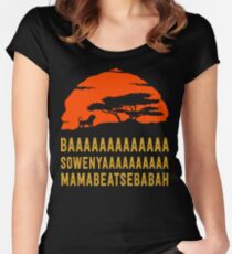 BAAAAAAAAAAAAA SOWENYAAAAAAAAAA MAMABEATSEBABAH Afrikanisches Löwe-T-Shirt Tailliertes Rundhals-Shirt