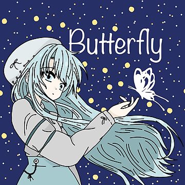 Butterfly Anime Girl Metal Print for Sale by STUDIO-72