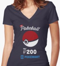 Pokemon Pokeball Pokemart Ad Women's Fitted V-Neck T-Shirt
