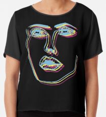 Tri-Colour Disclosure Face Chiffon Top