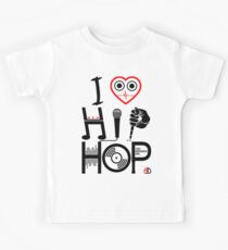 I Love Hip Hop - Music DJ Design - Dark Text Kids Tee