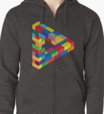 Play with Me: Lego Penrose Toy Triangle Impossible Object Illusion Zipped Hoodie