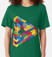Play with Me: Lego Penrose Toy Triangle Impossible Object Illusion Slim Fit T-Shirt