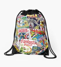 marvel comics pattern Drawstring Bag