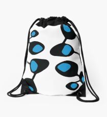 Retro Blob Blue Drawstring Bag
