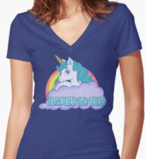 Sei immer du selbst Tailliertes T-Shirt mit V-Ausschnitt