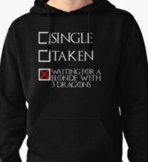 Waiting for a blonde with 3 dragons (white text + cross) Pullover Hoodie