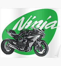 Ninja Kawasaki H2, H2R Motorbike Motorcycle Bike Poster