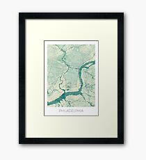 Philadelphia Karte blau Vintage Gerahmtes Wandbild
