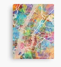 New York City Street Map Metal Print