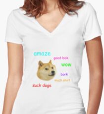 Doge Women's Fitted V-Neck T-Shirt