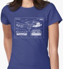 Back to the Future DeLorean blueprint Women's Fitted T-Shirt