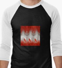 three redbirds in fire background Men's Baseball ¾ T-Shirt