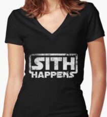 Sith happens Women's Fitted V-Neck T-Shirt