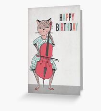 Happy Birthday - Cat plays Cello Greeting Card
