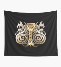 Norse Valknut Dragons Wall Tapestry