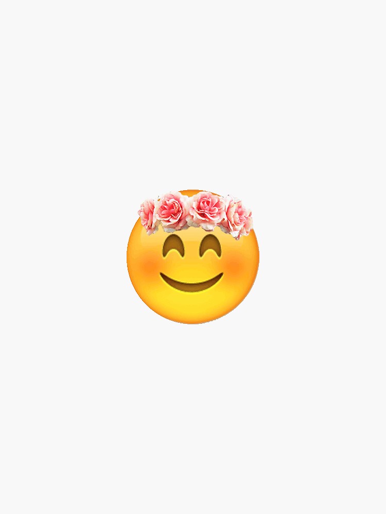 "Emoji Wearing a Flower Crown" Sticker by Redbubble