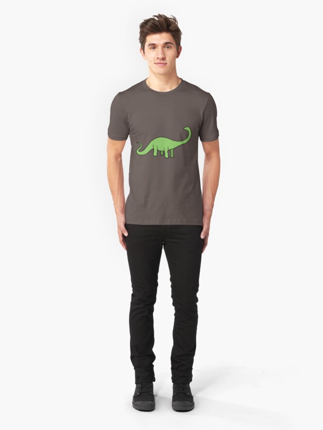Alternate view of Happy Diplodocus - dinosaur design by Cecca Designs Slim Fit T-Shirt