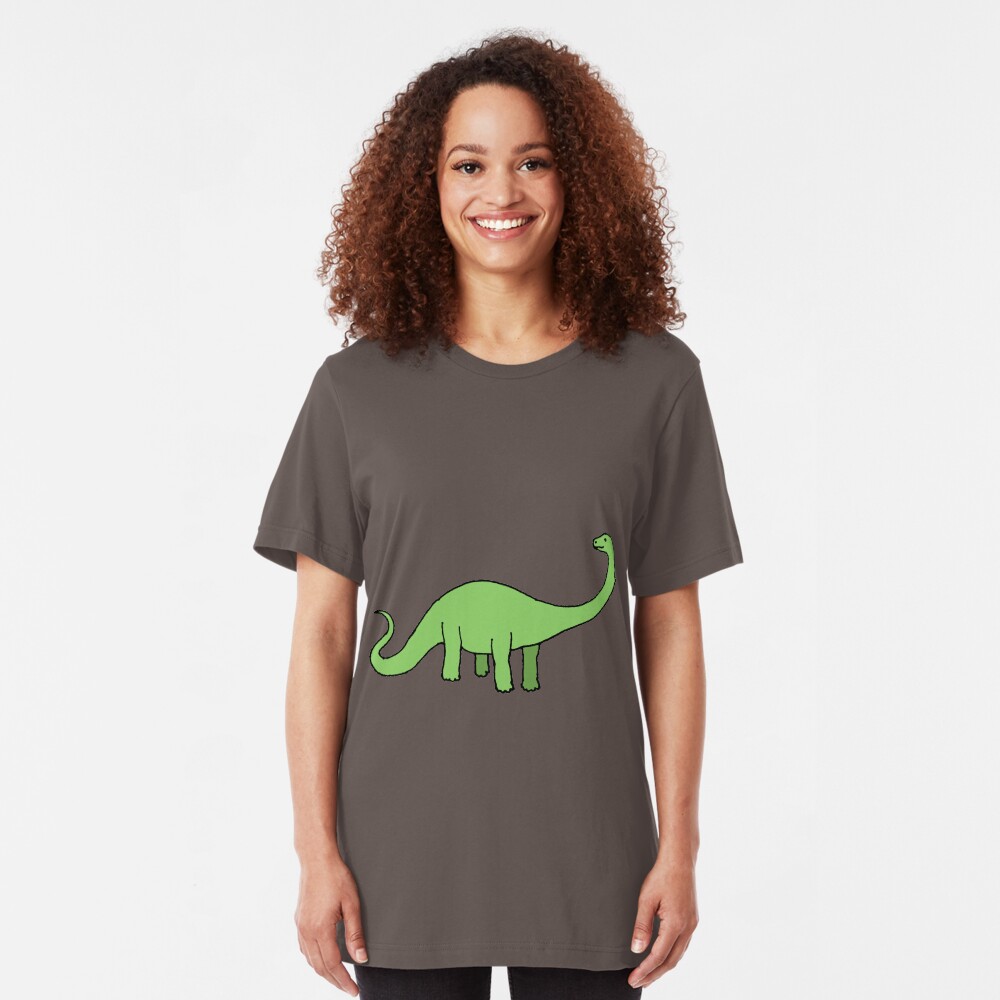 Happy Diplodocus - dinosaur design by Cecca Designs Slim Fit T-Shirt