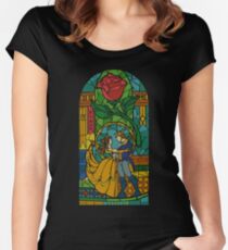 Schönheit und das Biest - Glasmalerei Tailliertes Rundhals-Shirt