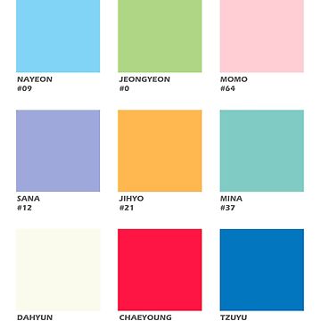 TWICE's members official colors