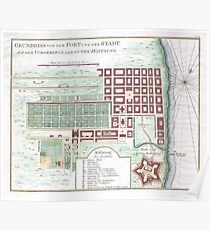 Vintage Map of Cape Town South Africa (1750) Poster
