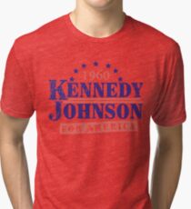Vintage Kennedy Johnson 1960 Presidential Campaign Tri-blend T-Shirt