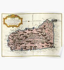Vintage Karte von St. Lucia (1758) Poster