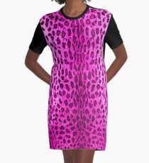 Pink Leopard Graphic T-Shirt Dress